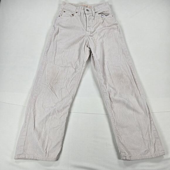 Levi's Premium Corduroy Ribcage Straight Ankle Pants in Beige Women's Size 24 - Picture 1 of 10